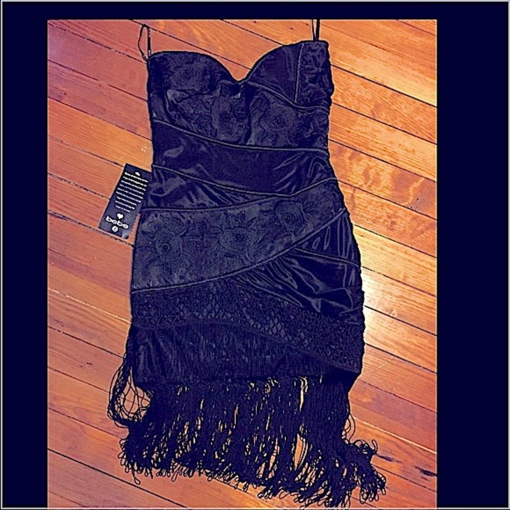 NWT Brand New gorgeous black fringe mini dress.